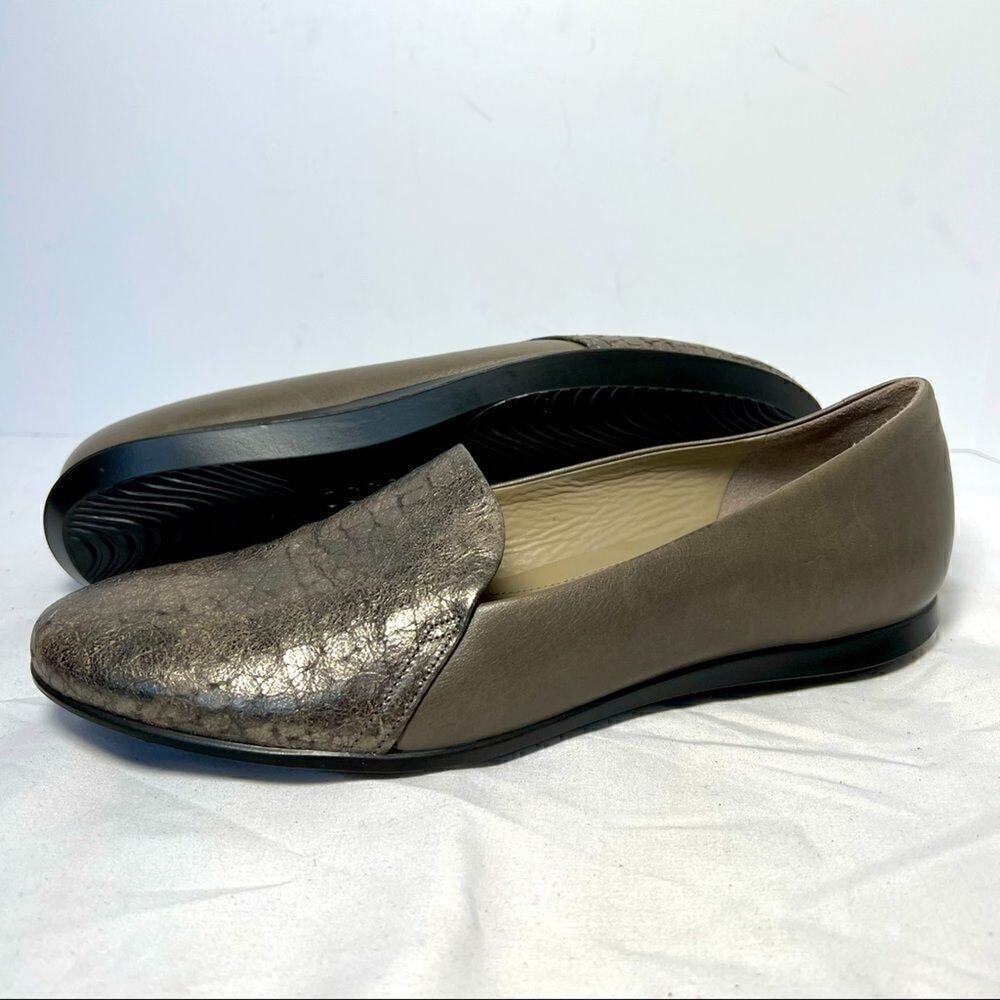 Ecco Touch Ballerina 2.0 Warm Grey Leather Ballet Flats Loafer Women EU 40 US 10